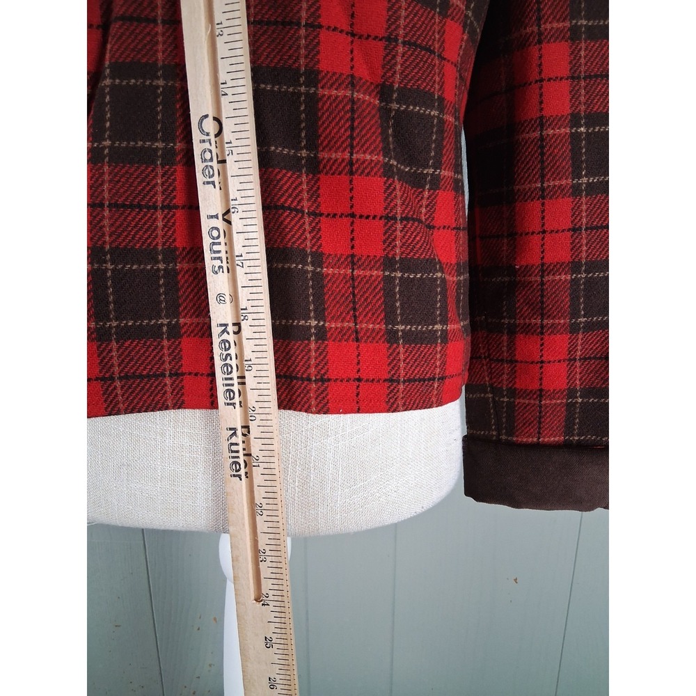 Vintage Liz Sport Plaid Blazer Wool‎ Red Tartan Womens 6 Petite Tailored Short - Picture 8 of 13